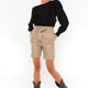 Norma Beige Leather Shorts Women