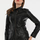 Sonia Black Leather Jacket Women Jeyka