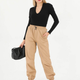 Gwen Beige Leather Pants Women