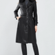 Brenda Black Leather Trench Coat Women