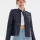 Bonnie Quilted Blue Leather Jacket Women Jeyka