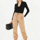 Gwen Beige Leather Pants Women