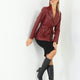 Esta Brick Color Leather Jacket
