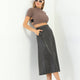 Frankie Gray Long Leather Skirt Women