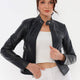 Kiely Navy Blue Leather Jacket Women Jeyka