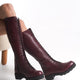 Elisa Genuine Knee High Leather Maroon Boots
