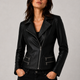 Rina Black Leather Jacket Women