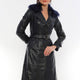 Brenda Navy Blue Leather Trench Coat Women Jeyka