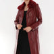 Brenda Maroon Leather Trench Coat Women Jeyka