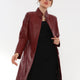 Alexa Maroon Leather Trench Coat Women Jeyka