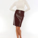 Mid Brown Leather Skirt Women