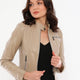 Kiely Beige Leather Jacket Women Jeyka