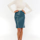 Mid Blue Leather Skirt Women