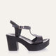 Agnesia Genuine Leather Women Sandals Black
