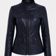 Sonia Navy Leather Jacket Women Jeyka