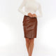 Mid Tan Leather Skirt Women