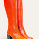 Pisa Genuine Knee High Leather Red Boots
