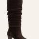 Audrey Genuine Knee High Leather Suede Chocolate Boots