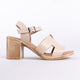 Violeta Genuine Leather Women Sandals Beige