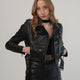 Cara Crop Top Black Leather Jacket Women