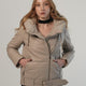 Jeyka Puffer Beige Leather Jacket Women