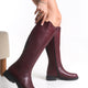 Miretta Genuine Knee High Leather Burgundy Boots