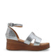 Camellia Genuine Leather Women Sandals Silver