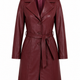 Madonna Maroon Leather Trench Coat Women Jeyka