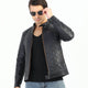 Leonardo Navy Blue Leather Jacket Men Jeyka