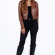 Cara Crop Top Brown Leather Jacket Women