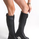 Elisa Genuine Knee High Leather Black Boots