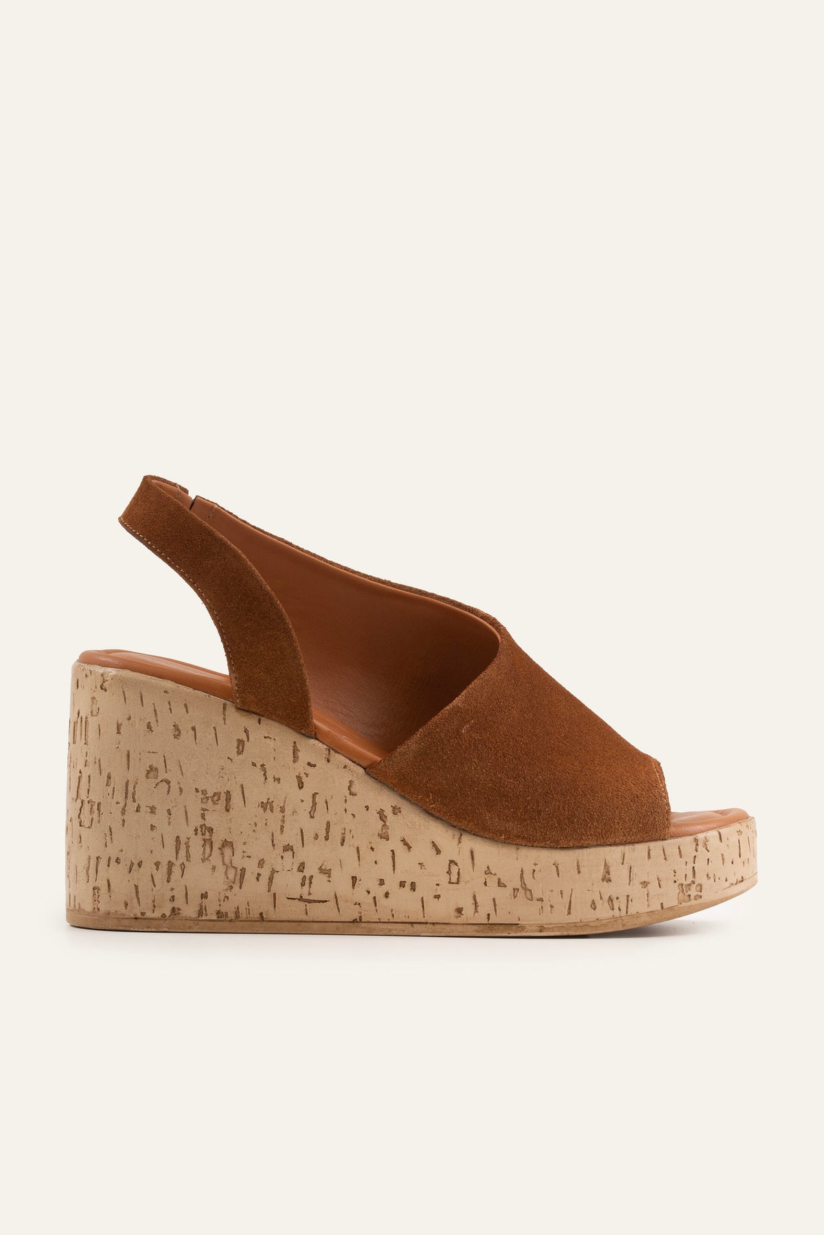 Alacati Genuine Suede Women Cork Wedge Sandals Brown - view 1