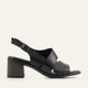Ancona Genuine Leather Women Block Heel Sandals Black