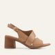 Ancona Genuine Leather Women Block Heel Sandals Taupe