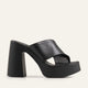 Antibes Genuine Leather Women Platform Heel Mules Black