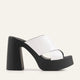 Antibes Genuine Leather Women Platform Heel Mules Black White
