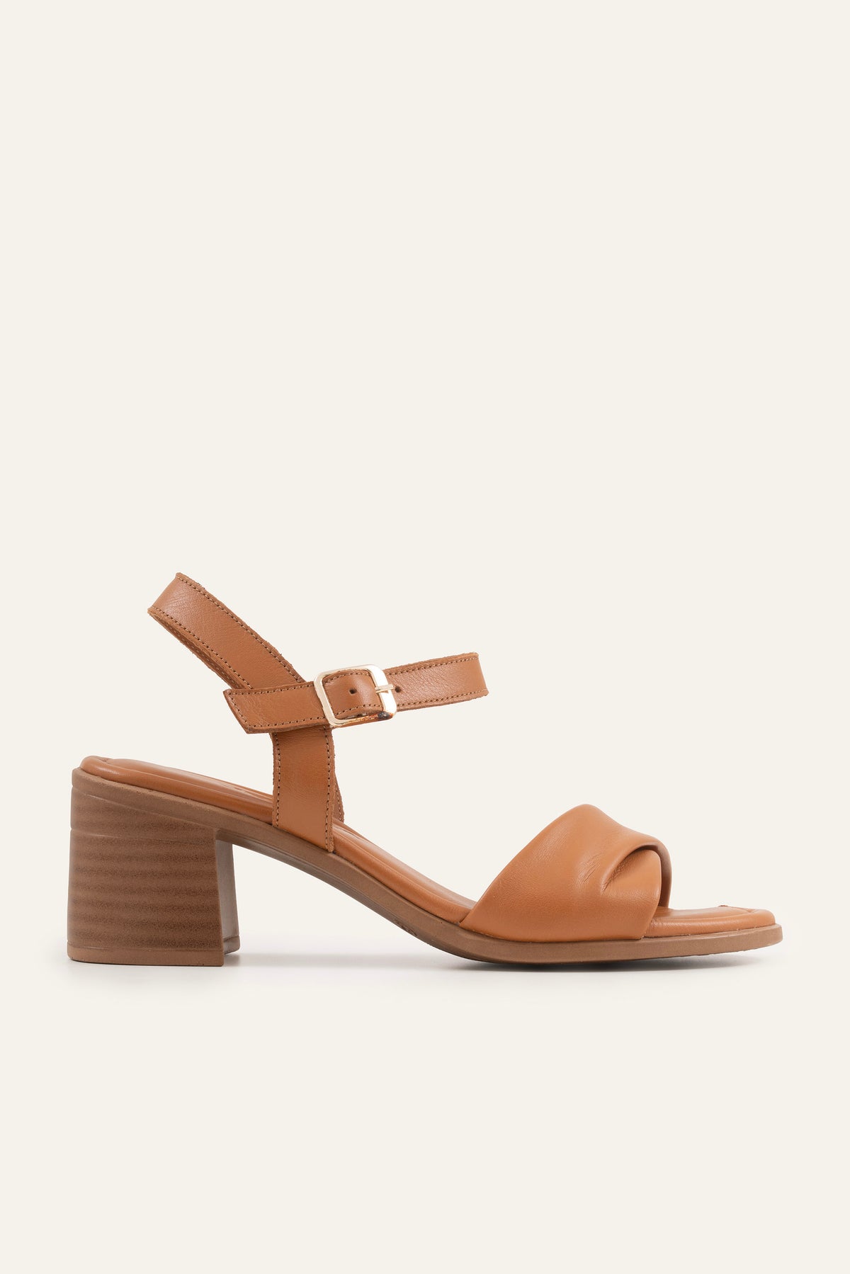 Arezzo Genuine Leather Women Block Heel Sandals Tan - view 1