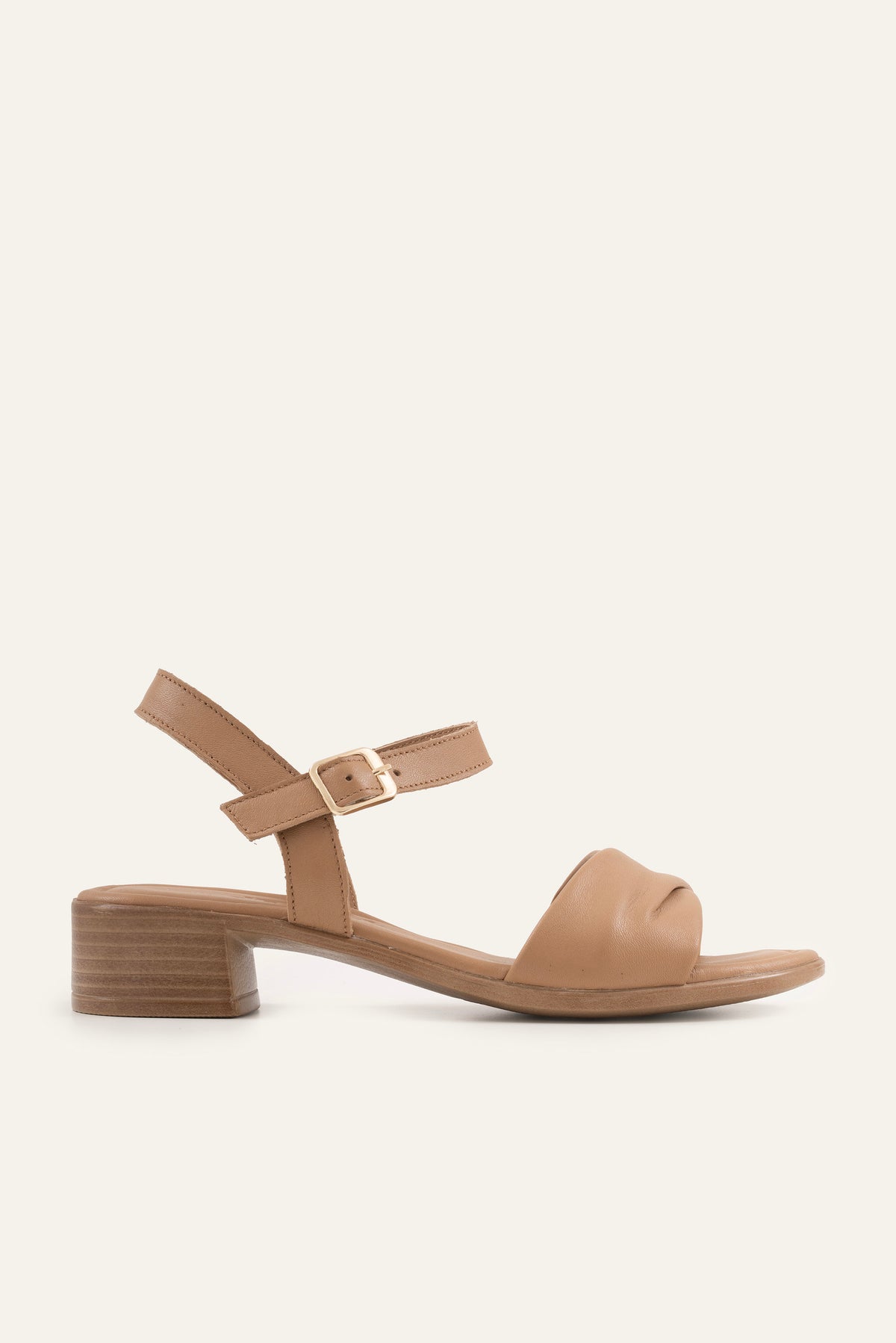 Arezzo Genuine Leather Women Block Heel Sandals Taupe - view 1