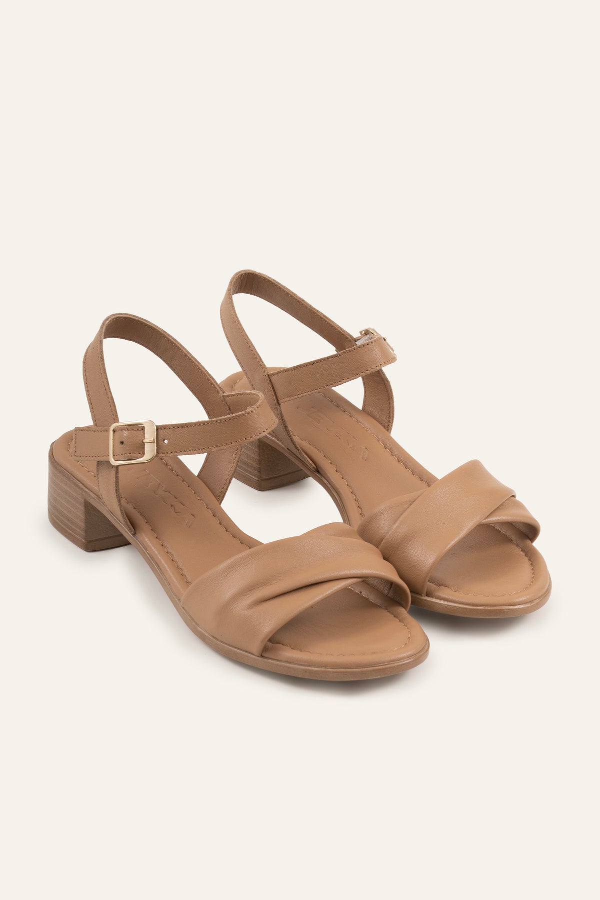 Arezzo Genuine Leather Women Block Heel Sandals Taupe - view 2