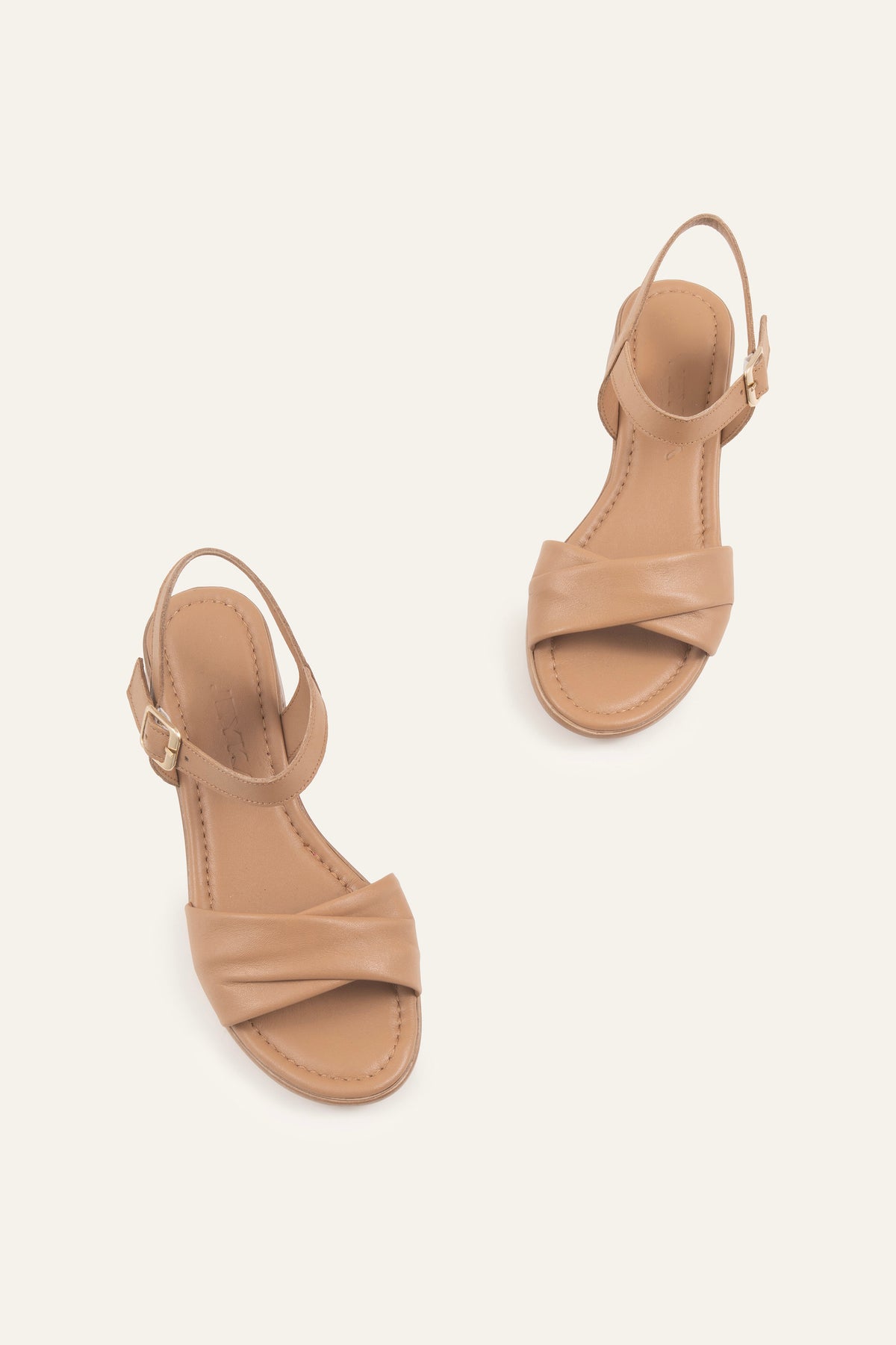 Arezzo Genuine Leather Women Block Heel Sandals Taupe - view 4