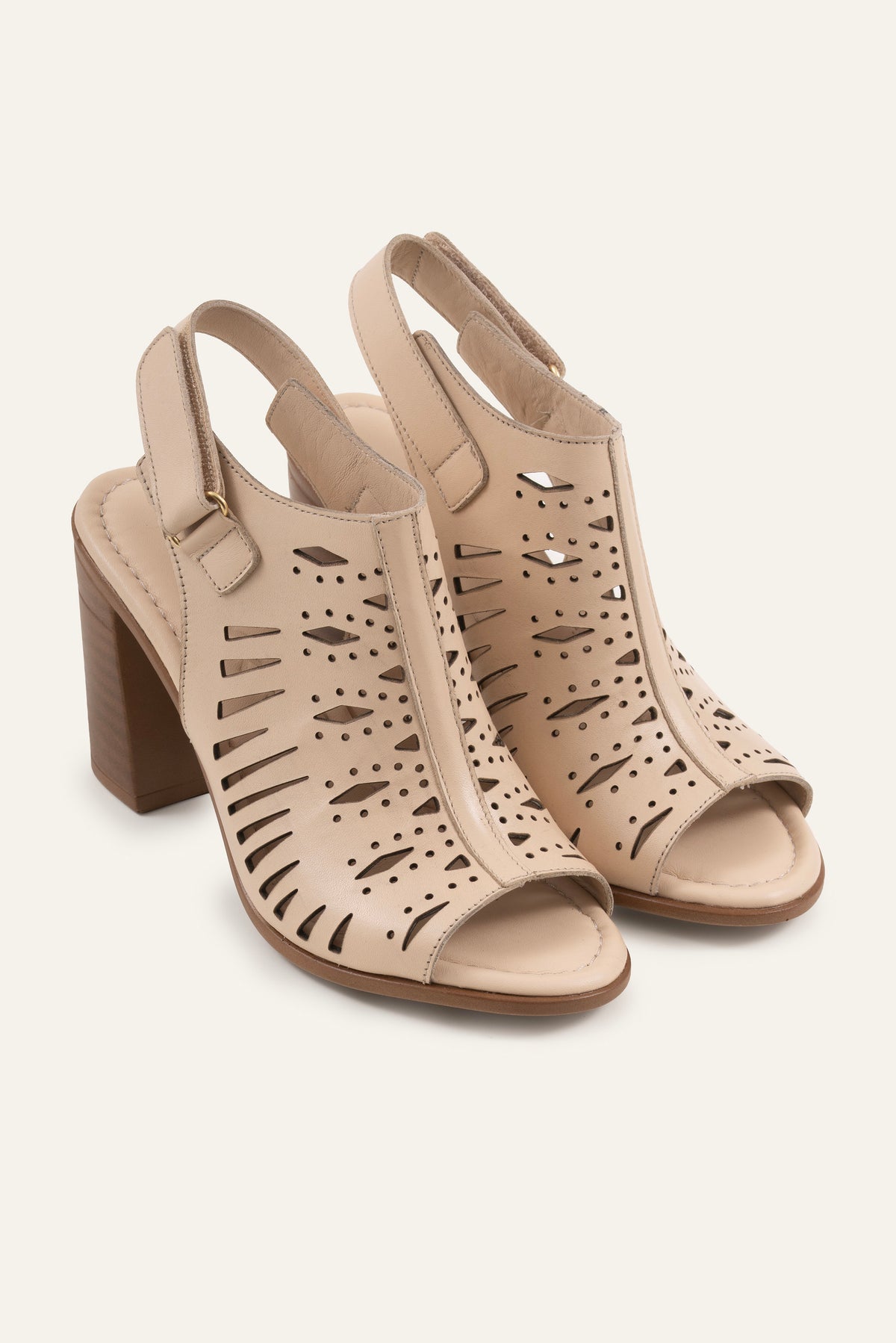 Assos Genuine Leather Women Heeled Sandals Cream - view 2