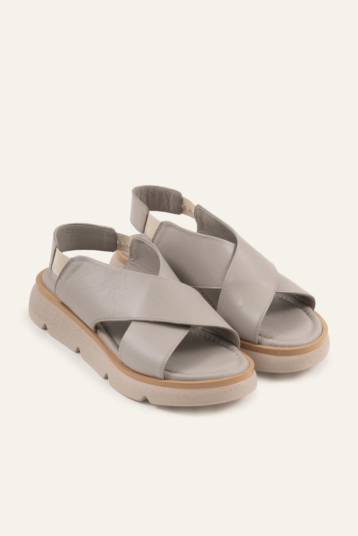 Bari Genuine Leather Women Platform Sandals Grey - view 2