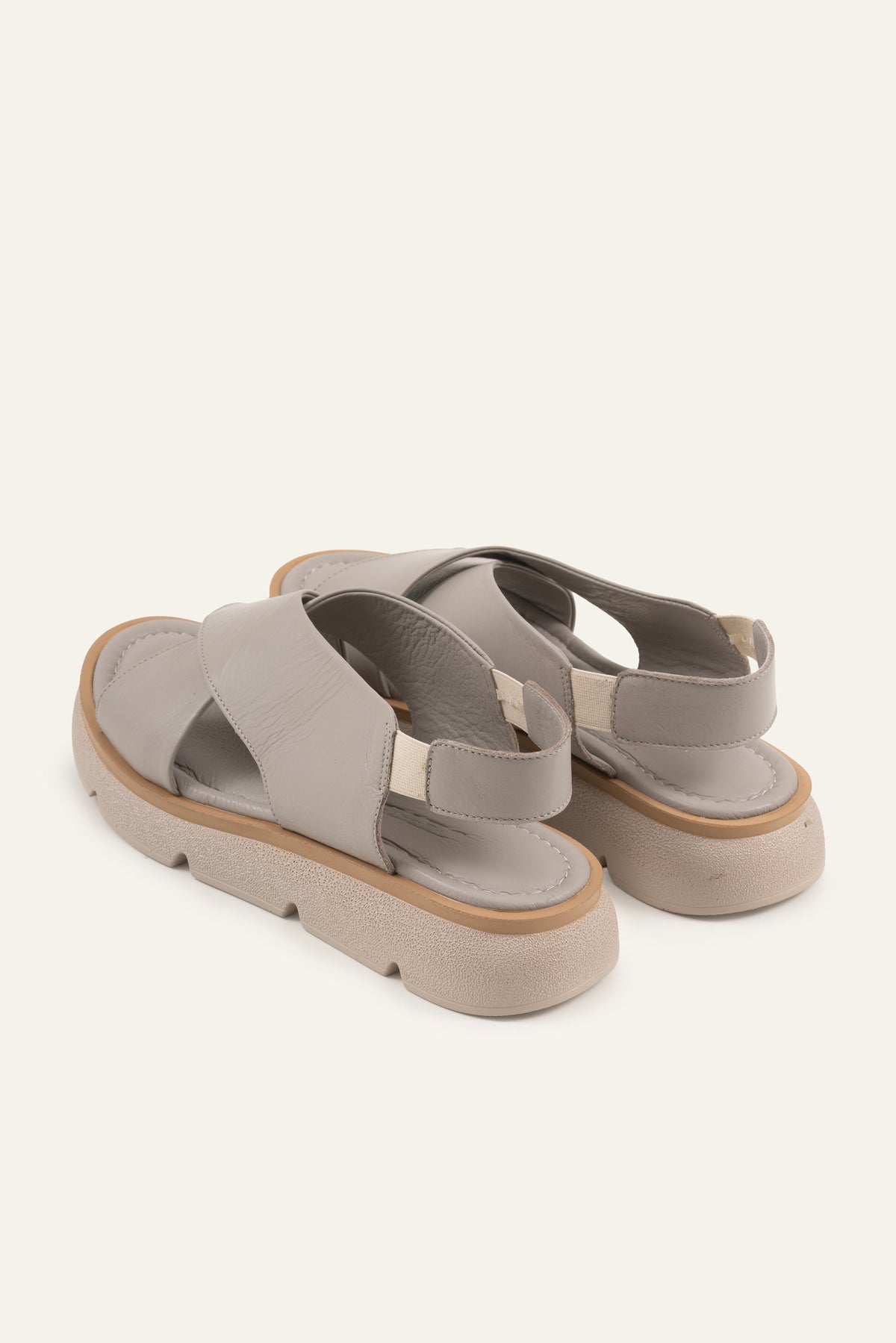 Bari Genuine Leather Women Platform Sandals Grey - view 3