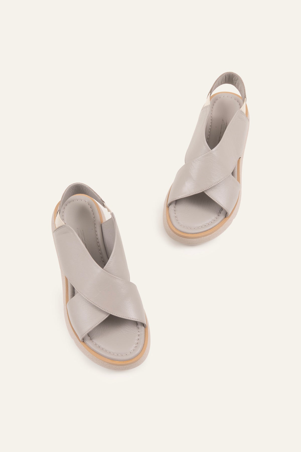Bari Genuine Leather Women Platform Sandals Grey - view 4