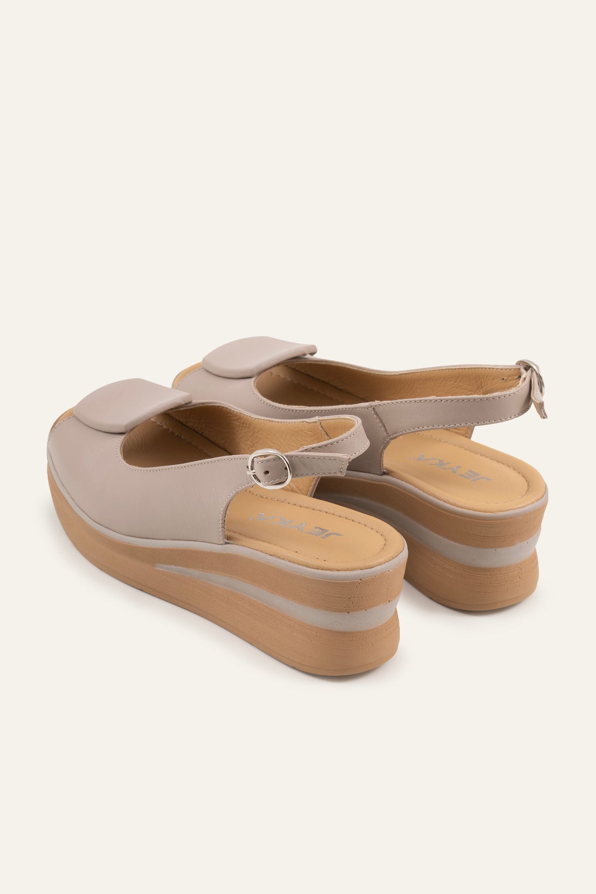 Bergamo Genuine Leather Women Wedge Sandals Grey - view 3