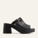 Bodrum Genuine Leather Women Platform Heel Mules Black