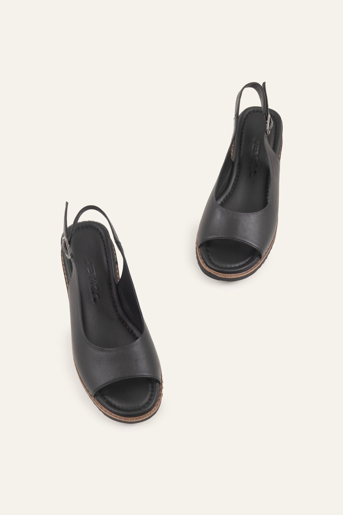Brescia Genuine Leather Women Heeled Sandals Black - view 4