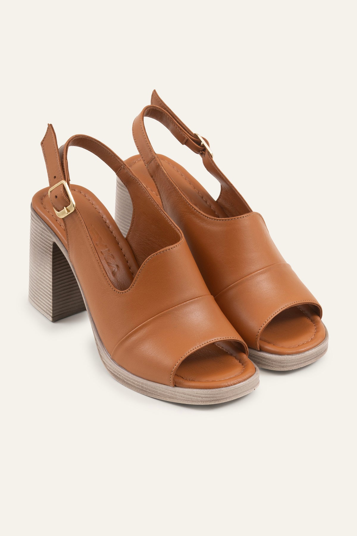 Brescia Genuine Leather Women Heeled Sandals Tan - view 2