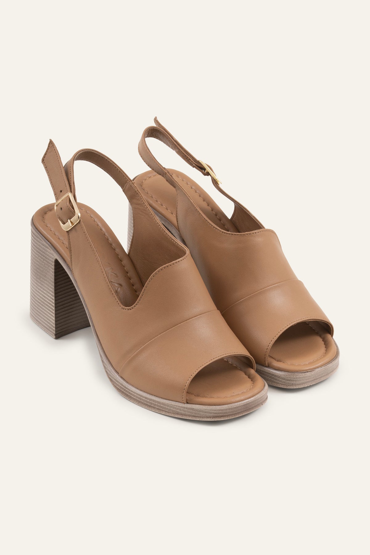 Brescia Genuine Leather Women Heeled Sandals Taupe - view 2