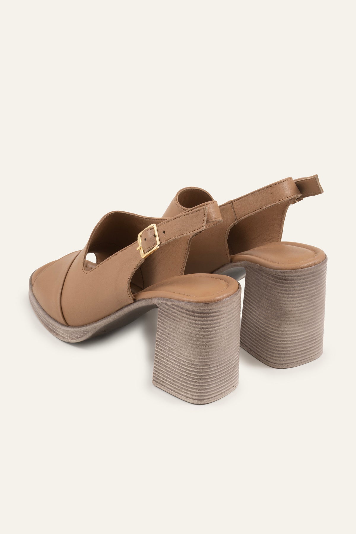 Brescia Genuine Leather Women Heeled Sandals Taupe - view 3